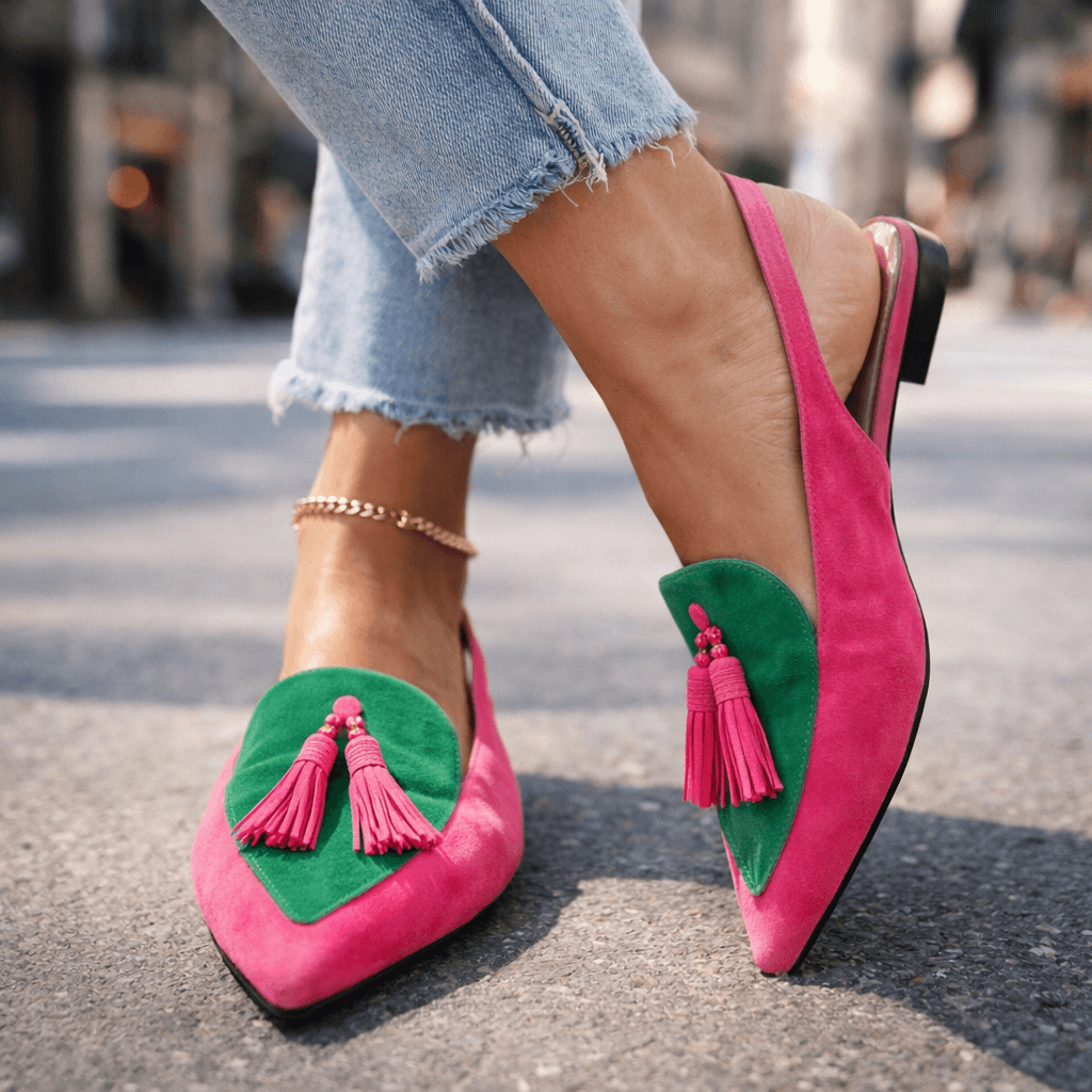 Elena - Sandalias Artesanales con Tiras y Borlas