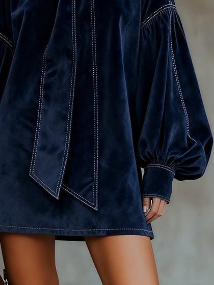 Therese - Mini Vestido de Terciopelo con Lazo