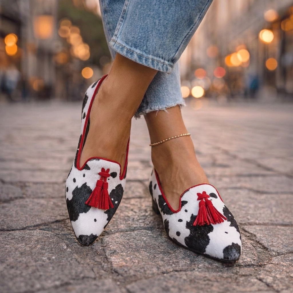 Dalia - Mocasines con Borlas y Estampado Animal