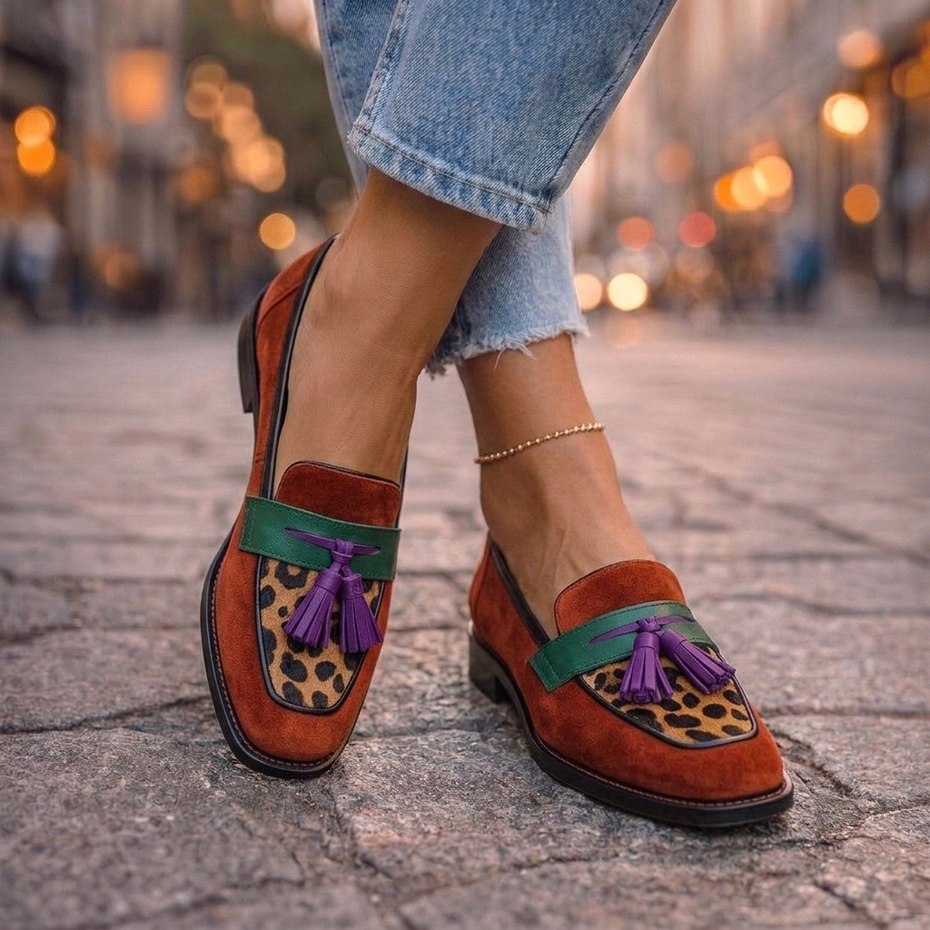 Noemi - Mocasines de Punta Cuadrada con Flecos