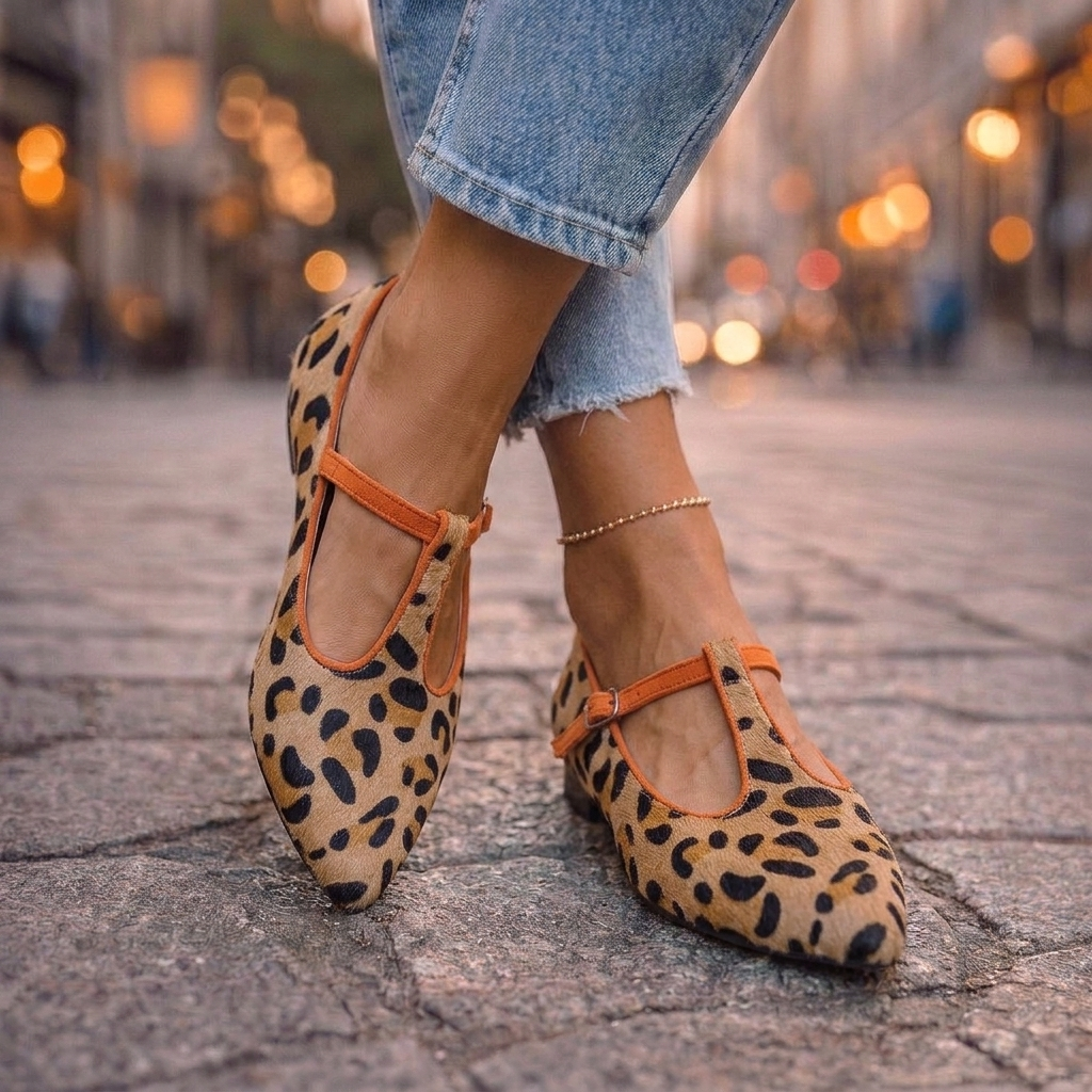 Matilde - Zapatos de Punta en Leopardo con Tacón Bajo