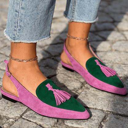 Marisa - Mules Slingback con Hebilla y Borlas