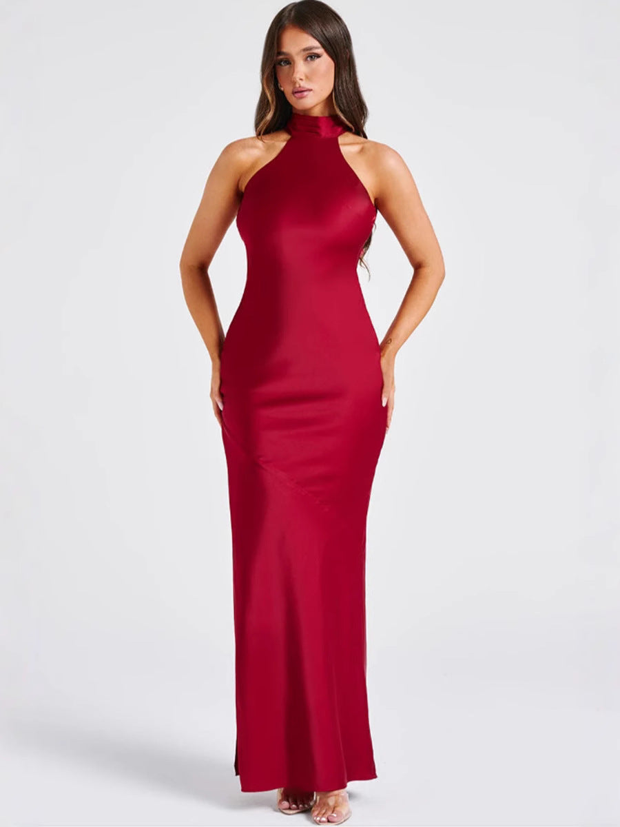 Vera - Vestido Maxi de Satén Elegante con Escote Halter