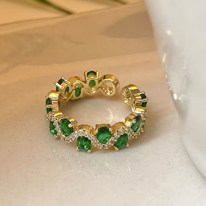Aitana - Anillo Abierto de Esmeralda Brillante Calira | Dorado