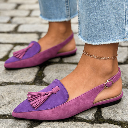 Marisa - Mules Slingback con Hebilla y Borlas