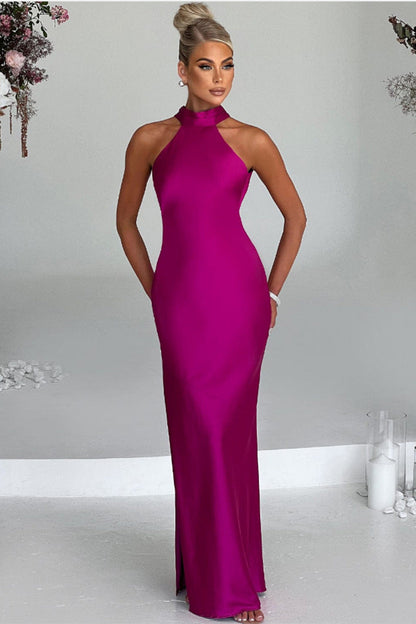 Vera - Vestido Maxi de Satén Elegante con Escote Halter