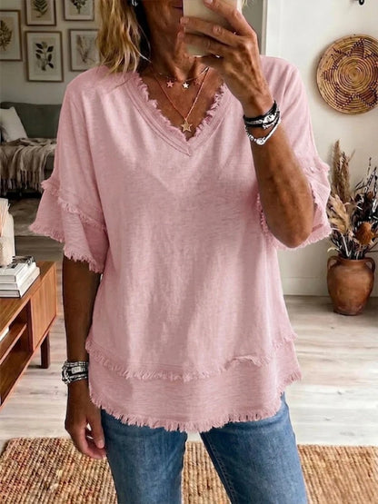 Ariana - Top con Flecos y Cuello en V
