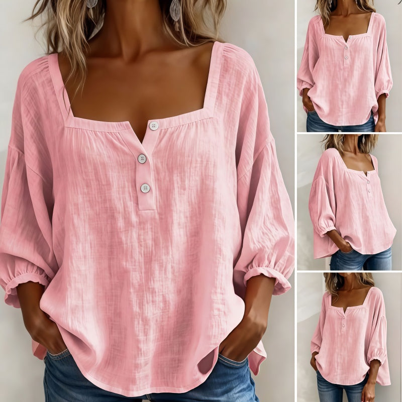 Zaira - Blusa con Cuello Cuadrado y Mangas Abullonadas
