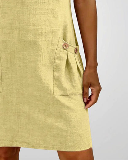 Elena - Vestido de Algodón con Bolsillo de Cremallera