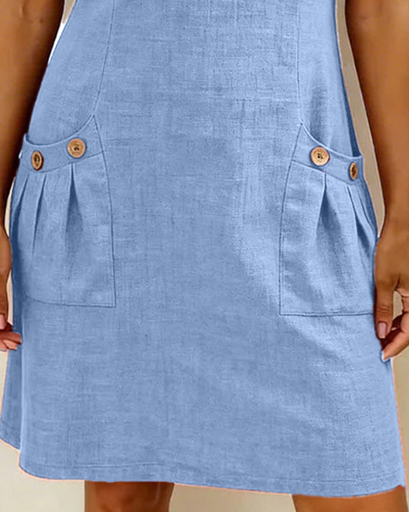 Elena - Vestido de Algodón con Bolsillo de Cremallera