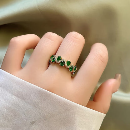 Aitana - Anillo Abierto de Esmeralda Brillante Calira | Dorado