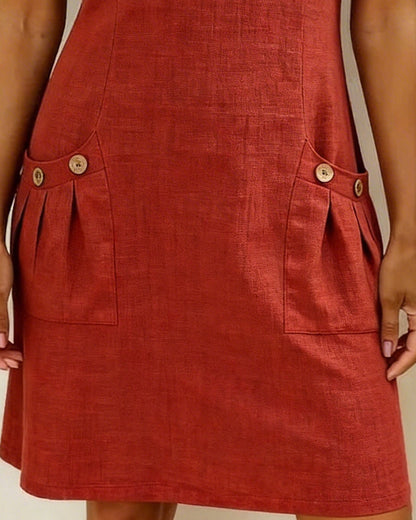 Elena - Vestido de Algodón con Bolsillo de Cremallera