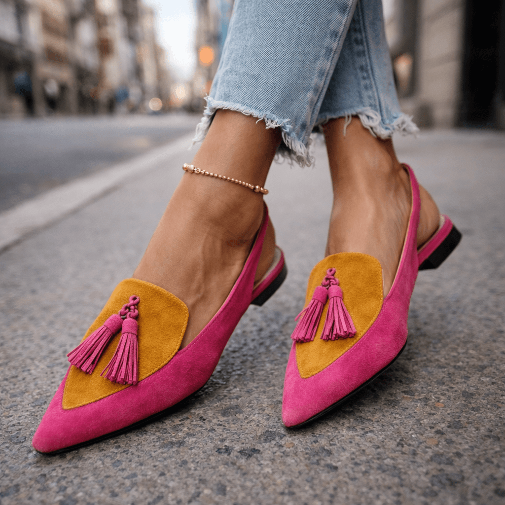 Elena - Sandalias Artesanales con Tiras y Borlas
