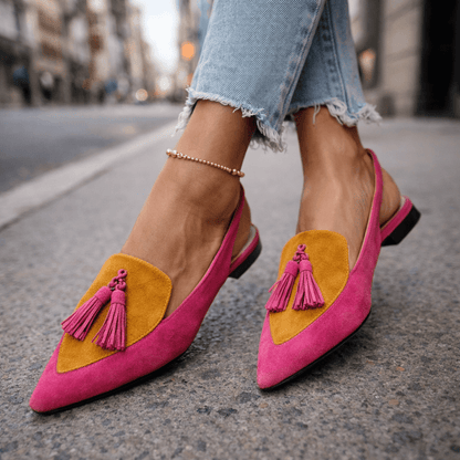 Elena - Sandalias Artesanales con Tiras y Borlas