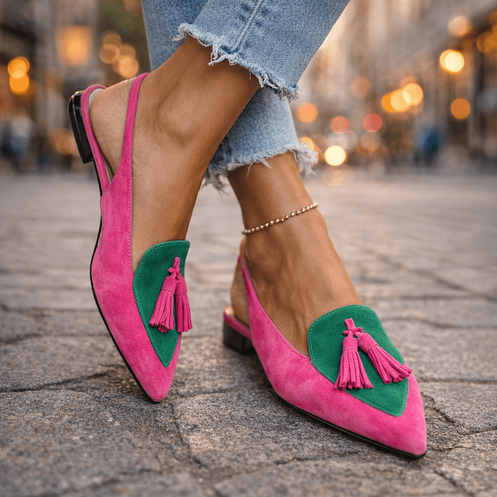 Elena - Sandalias Artesanales con Tiras y Borlas