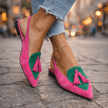Elena - Sandalias Artesanales con Tiras y Borlas