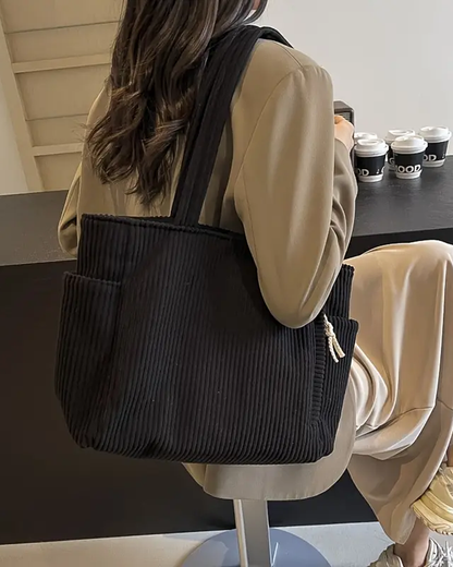 Alejandra - Bolso Tote Acanalado con Detalle de Cordón