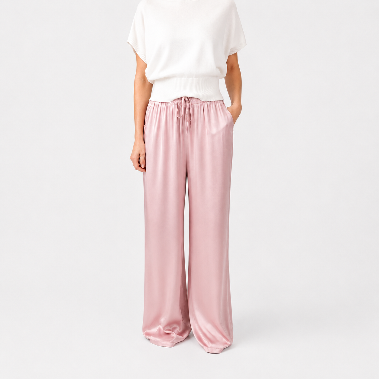 Isabel - Pantalón Satén de Pierna Ancha