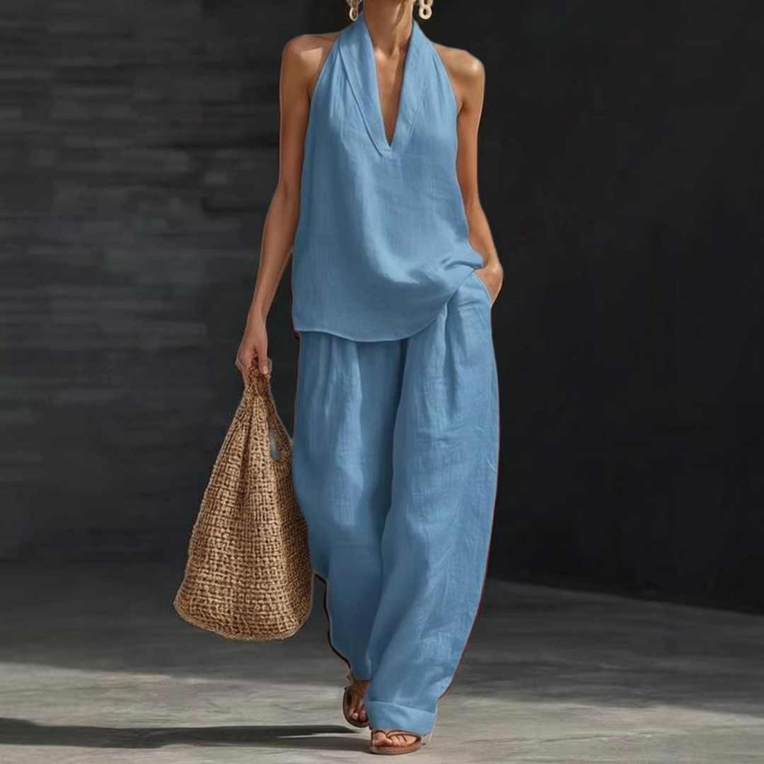 Ainhoa - Conjunto de Dos Piezas con Textura de Lino