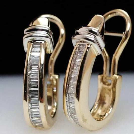 Vintage - Pendientes Dorados con Diamantes