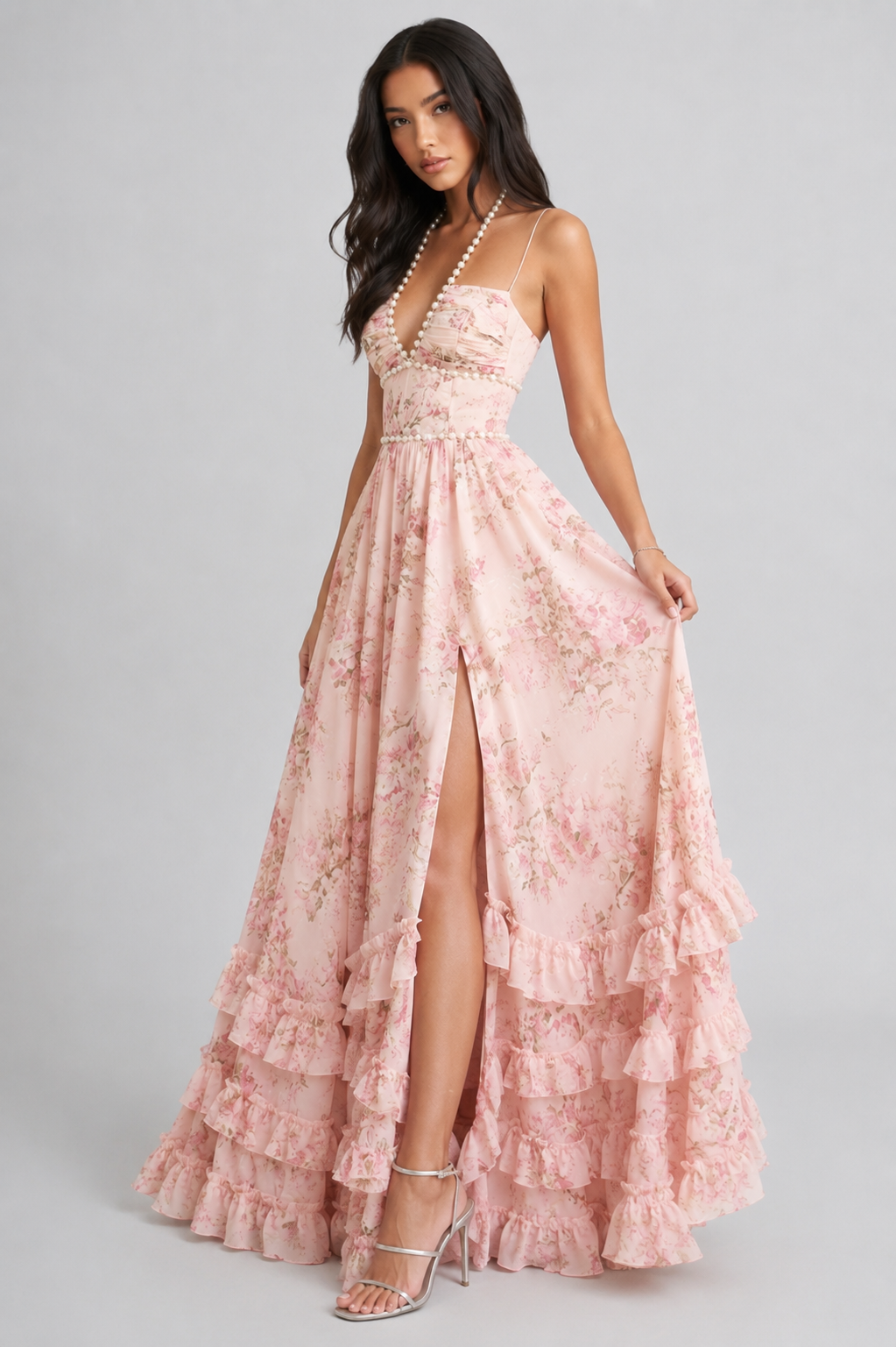 Carla - Vestido Maxi Chic de Estilo Floral Vintage