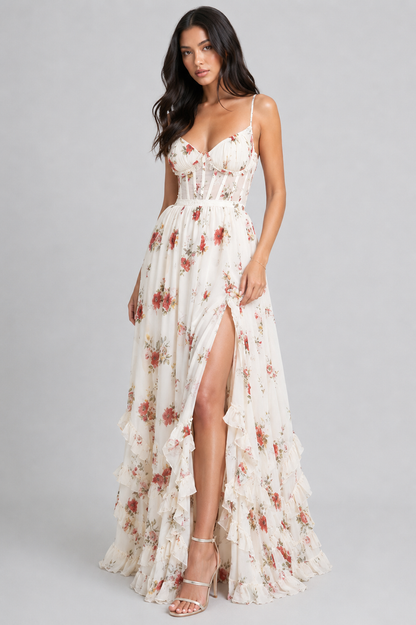 Carla - Vestido Maxi Chic de Estilo Floral Vintage