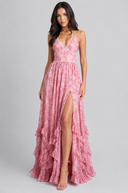 Carla - Vestido Maxi Chic de Estilo Floral Vintage