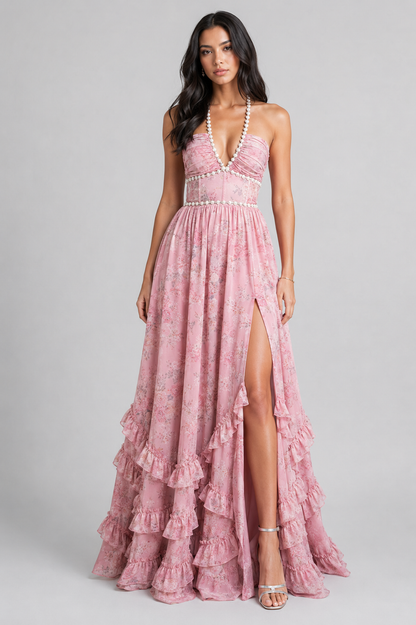 Carla - Vestido Maxi Chic de Estilo Floral Vintage