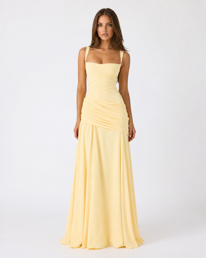 Aitana - Vestido Maxi con Escote Cuadrado Fruncido