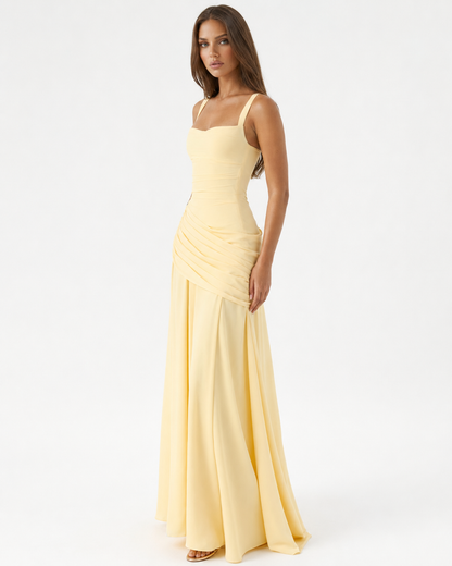 Aitana - Vestido Maxi con Escote Cuadrado Fruncido