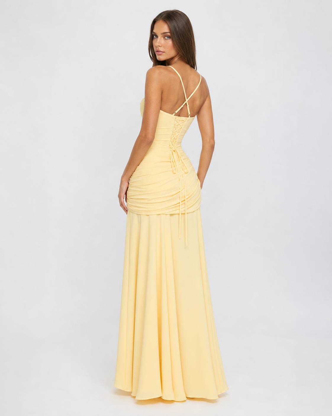 Aitana - Vestido Maxi con Escote Cuadrado Fruncido