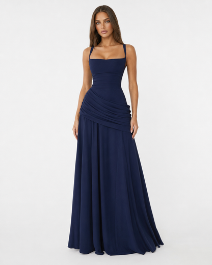 Aitana - Vestido Maxi con Escote Cuadrado Fruncido