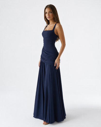 Aitana - Vestido Maxi con Escote Cuadrado Fruncido