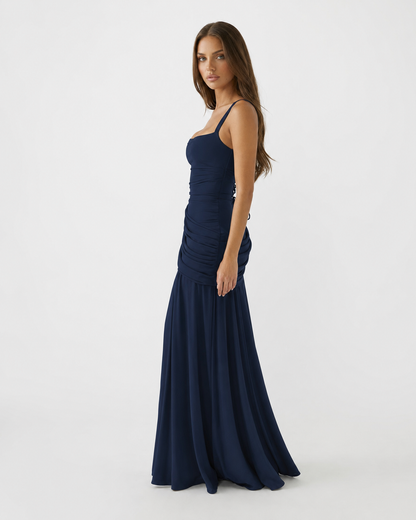 Aitana - Vestido Maxi con Escote Cuadrado Fruncido