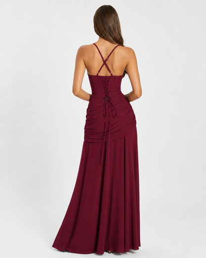 Aitana - Vestido Maxi con Escote Cuadrado Fruncido
