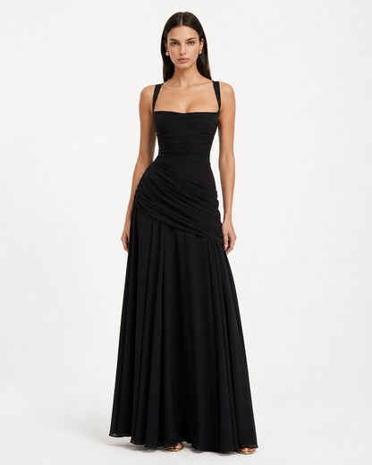 Aitana - Vestido Maxi con Escote Cuadrado Fruncido