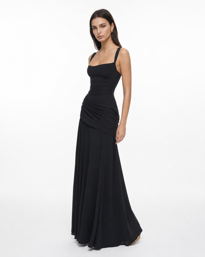 Aitana - Vestido Maxi con Escote Cuadrado Fruncido