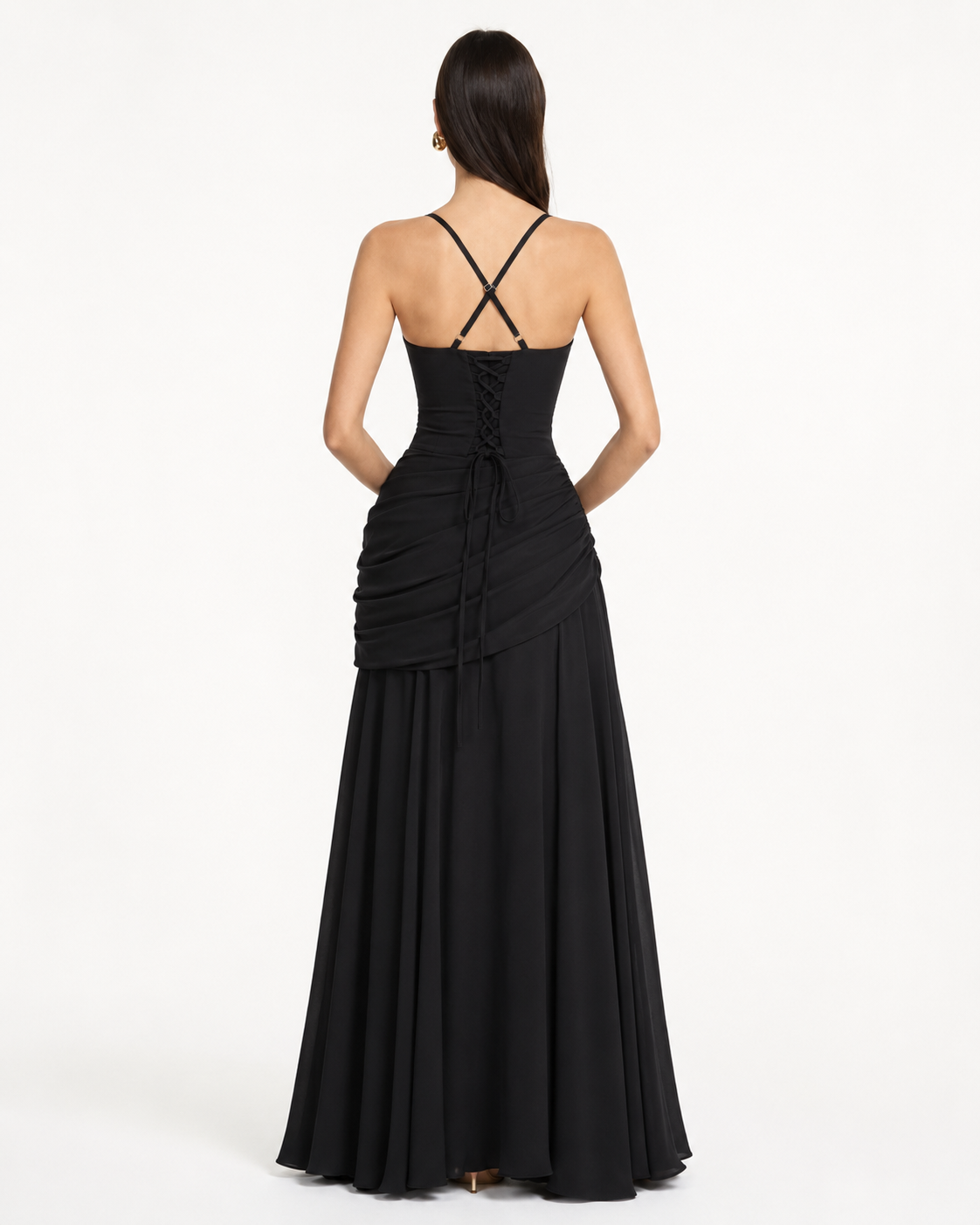 Aitana - Vestido Maxi con Escote Cuadrado Fruncido