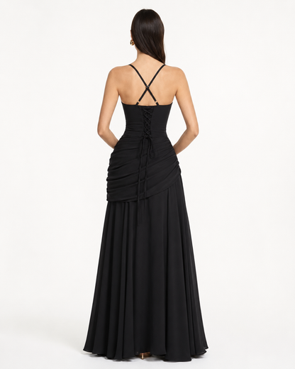 Aitana - Vestido Maxi con Escote Cuadrado Fruncido