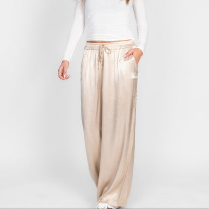 Isabel - Pantalón Satén de Pierna Ancha