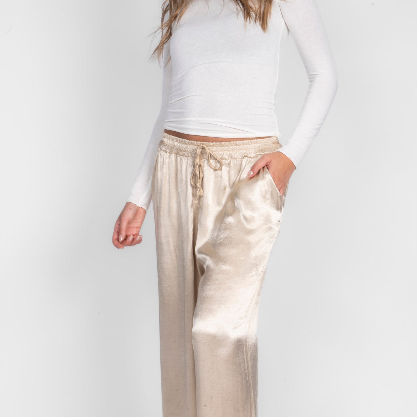 Isabel - Pantalón Satén de Pierna Ancha