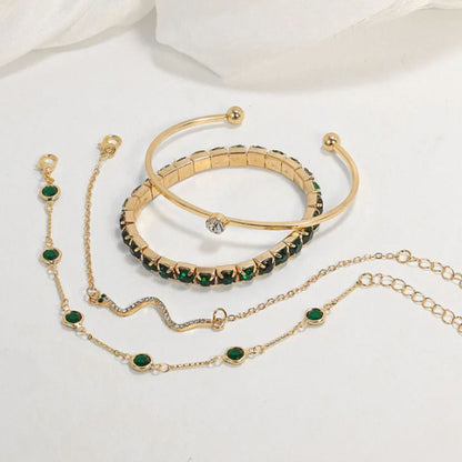 Green Gemstone - Set de Brazaletes con Piedra Verde