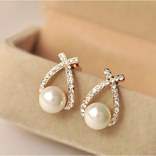 Aretes de Perla con Brillos