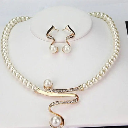 Fabiola - Conjunto de Collar y Pendientes con Perlas Naturales