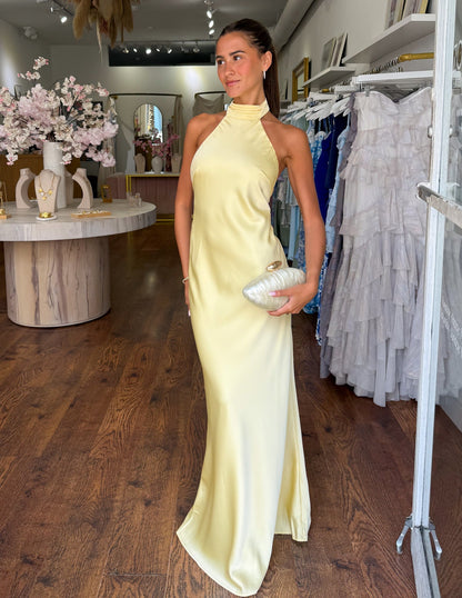 Vera - Vestido Maxi de Satén Elegante con Escote Halter