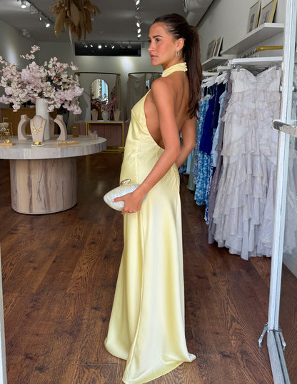 Vera - Vestido Maxi de Satén Elegante con Escote Halter