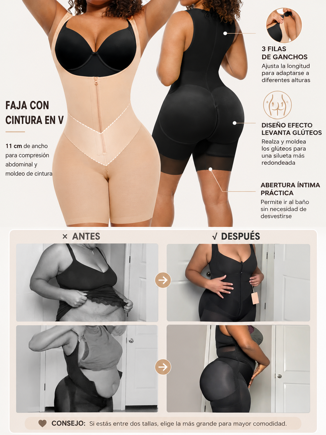 Body Moldeador en U con Control de Abdomen y Realce de Glúteos