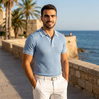 Polo de punto acanalado para hombre