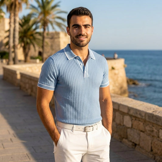 Polo de punto acanalado para hombre