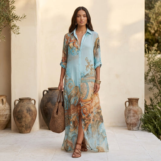Rocío - Vestido Maxi Bohemio Azul
